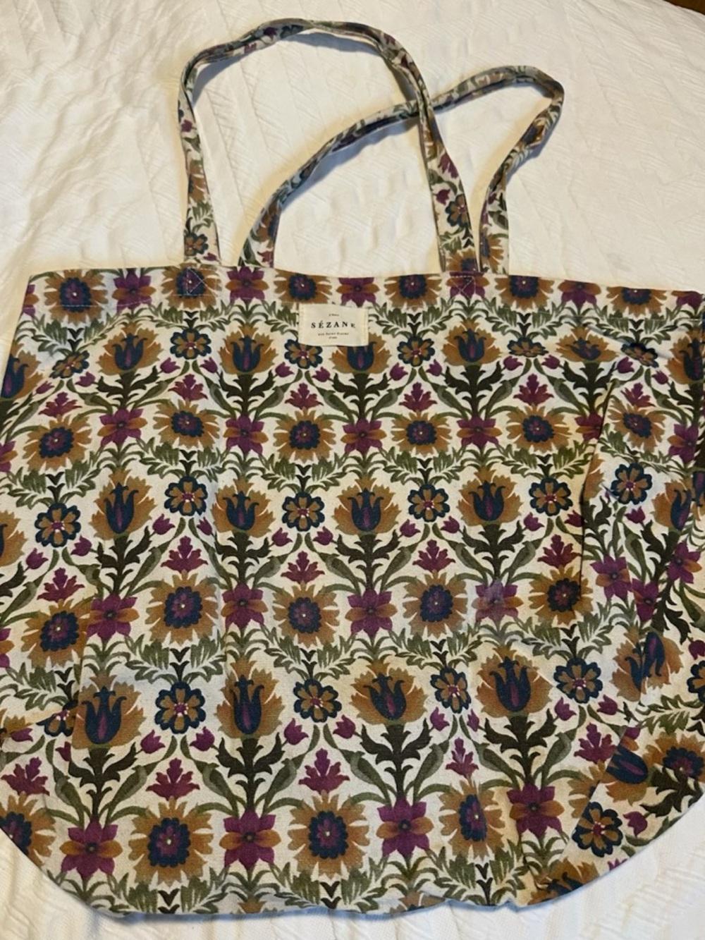 Sézane Floral Canvas Tote Bag in Multicolor
